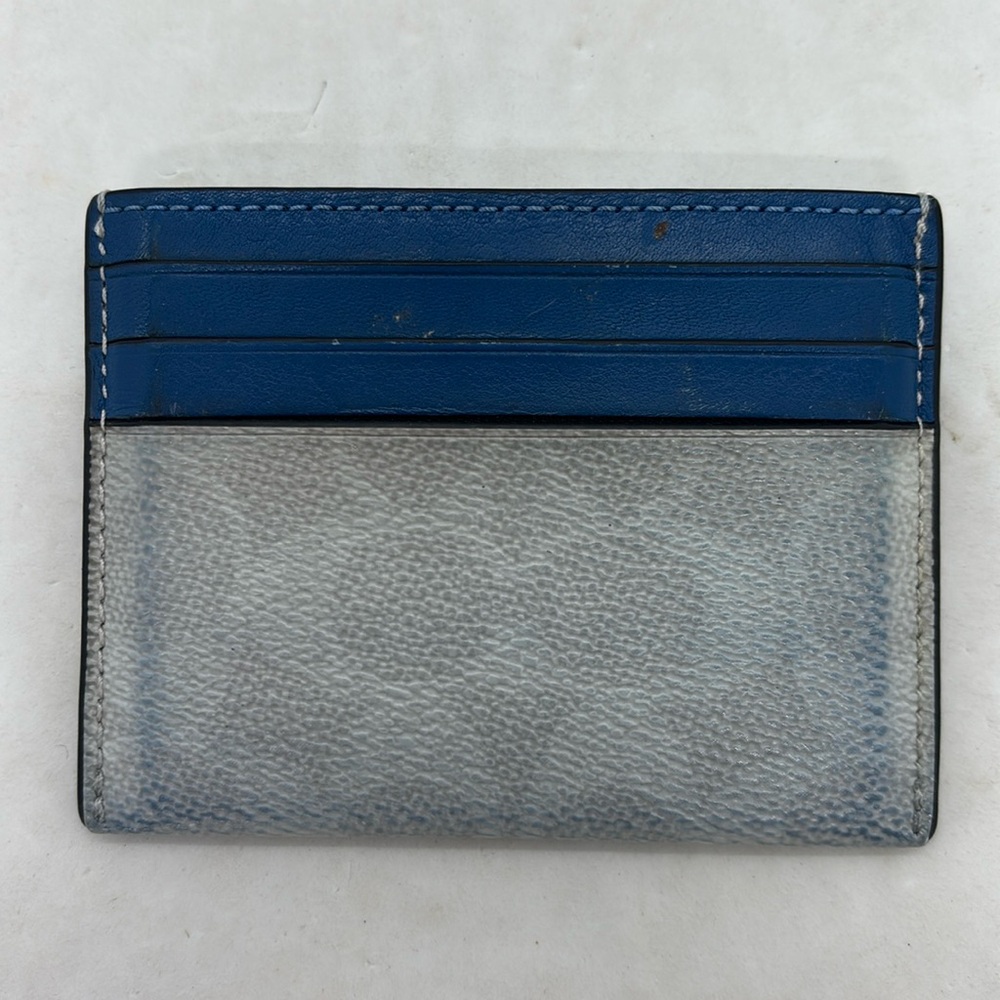 COACH monogram 6 card slot Mens slim wallet. Used Blue and Grey.